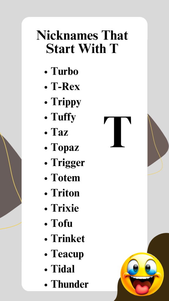 Nicknames That Start With T